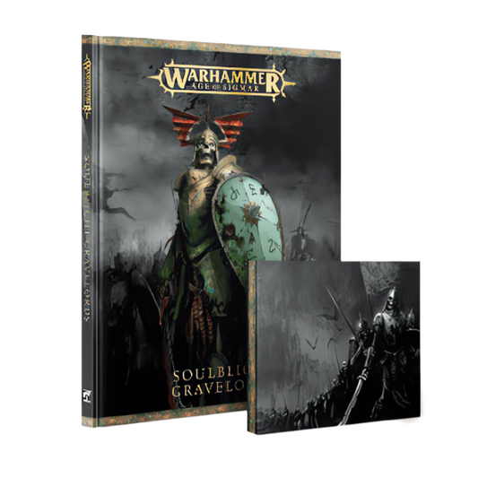 Soulblight Gravelords Deathrattle box, Battletome and Cards.